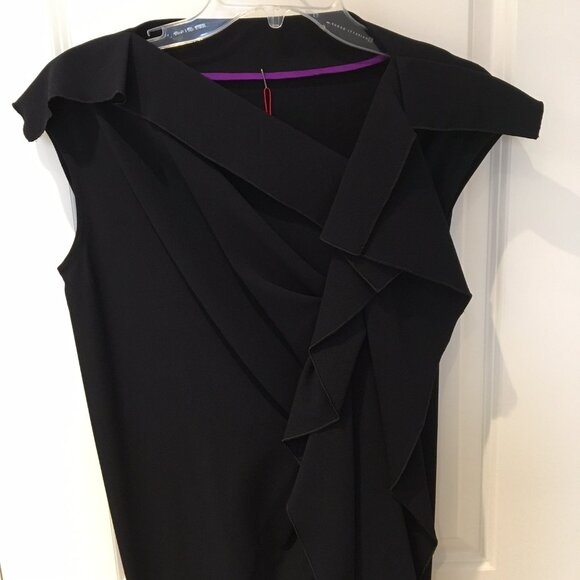 Sophisticated navy wool French couture dress, FR38, NWT - Picture 3 of 12